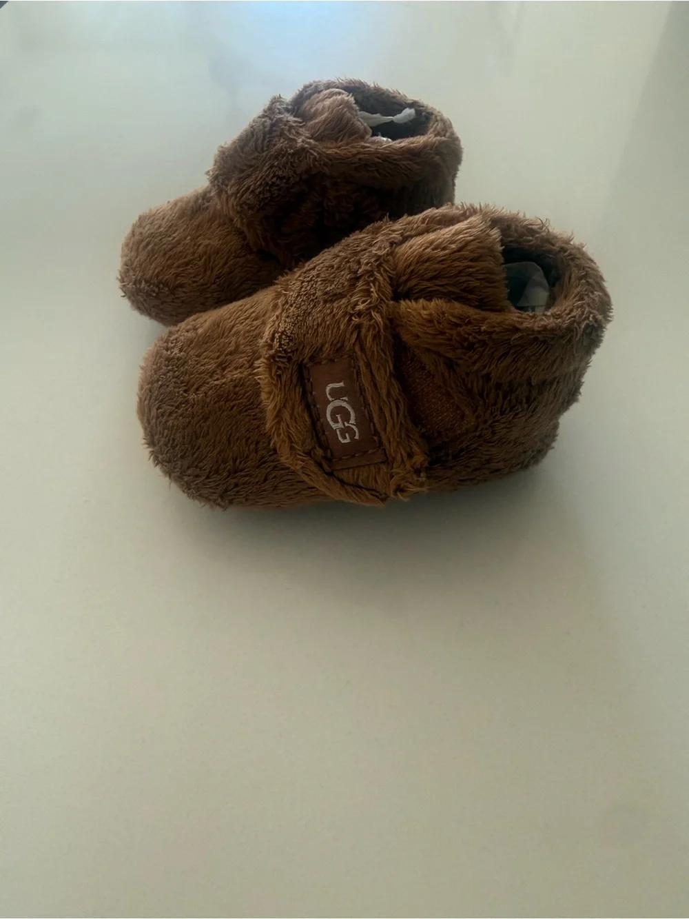 UGG Baby Plush Brown Velcro Booties, Baby UGGs, UGG Bixbee Bootie Size 0/1
